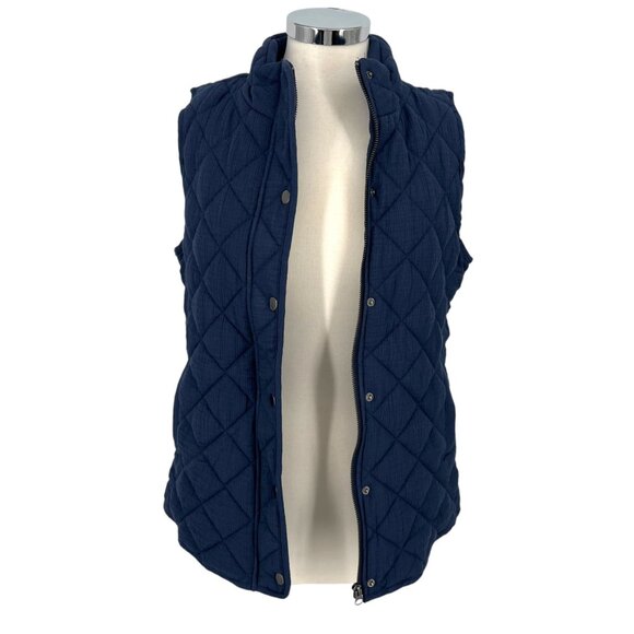 Market & Spruce Diamond Quilted Sleeveless Vest Navy Blue Size Small NWT - Picture 8 of 11